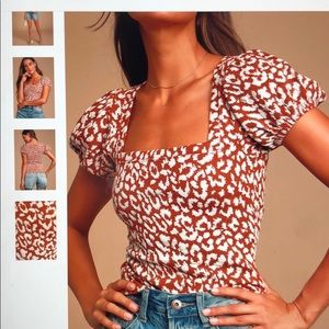 Free People puff sleeve cheetah print top